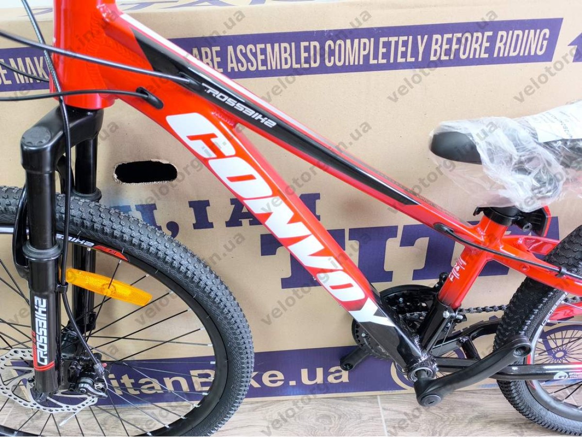 Велосипед CrossBike 24″ Convoy 2026 рама 11″ red-black - алюмінієвий