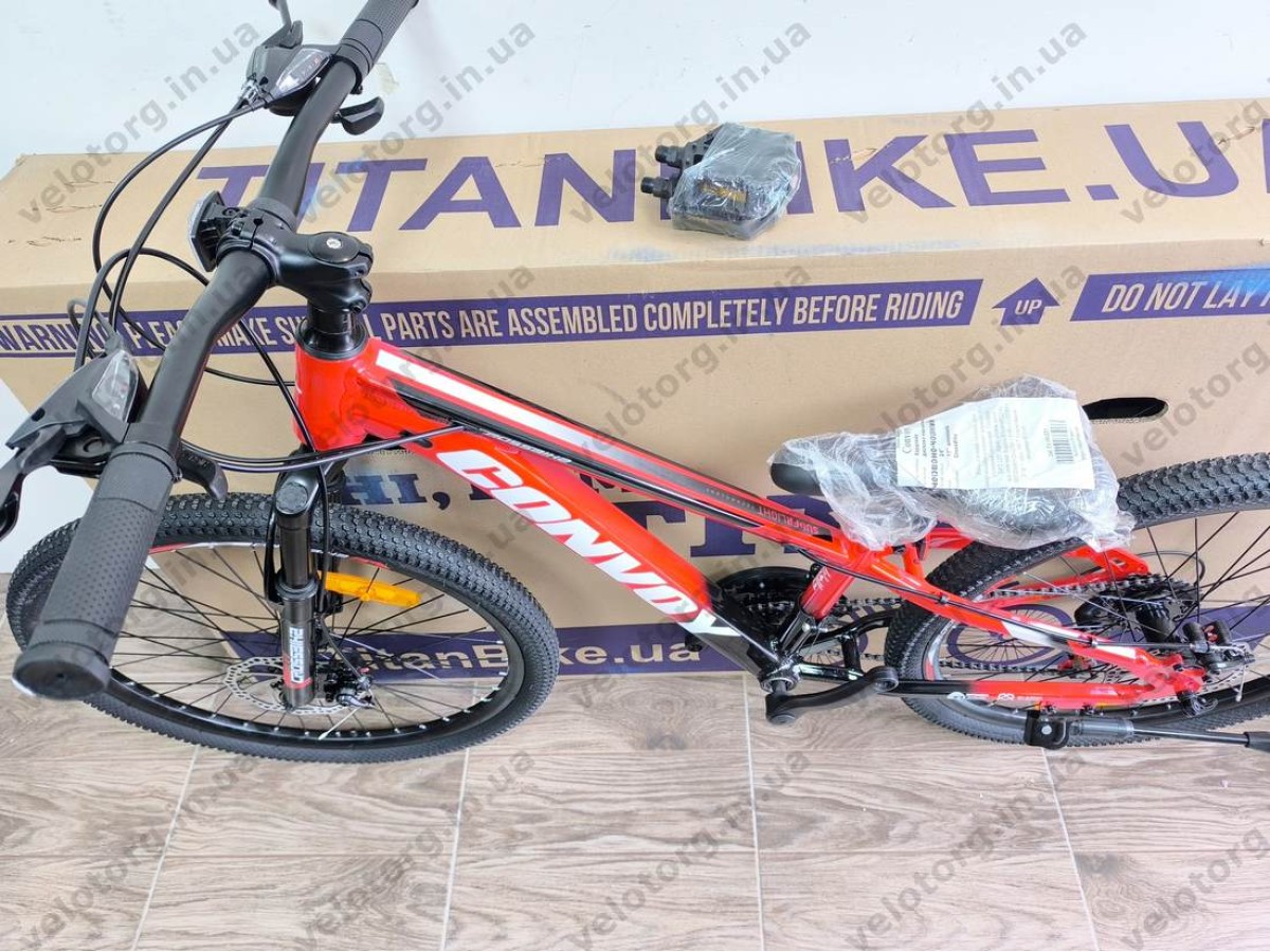 Велосипед CrossBike 24″ Convoy 2026 рама 11″ red-black - алюмінієвий