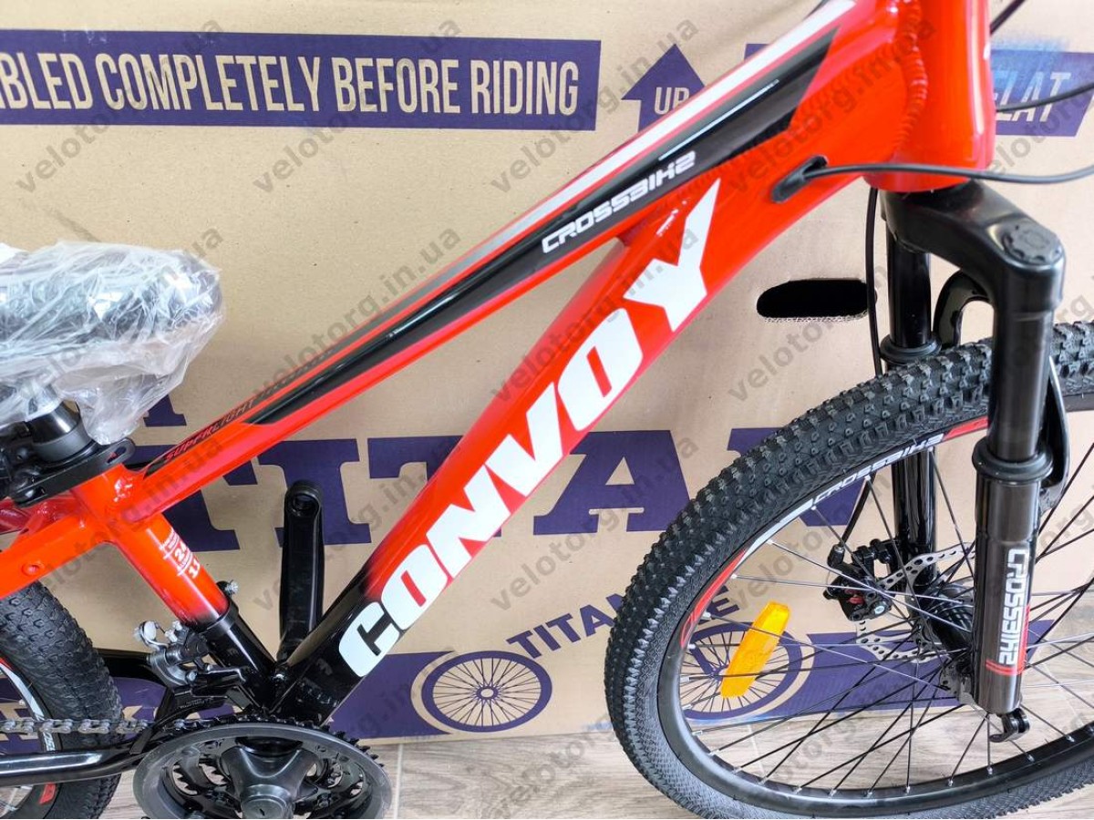 Велосипед CrossBike 24″ Convoy 2026 рама 11″ red-black - алюмінієвий
