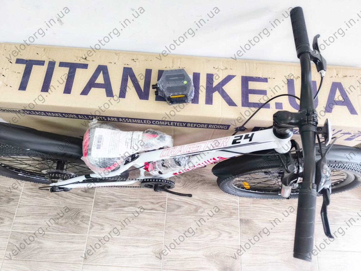 Велосипед CrossBike 24" Dragster Susp Рама 11" white-red – надійний гірський байк для підлітків