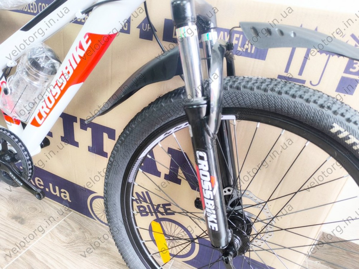 Велосипед CrossBike 24" Dragster Susp Рама 11" white-red – надійний гірський байк для підлітків