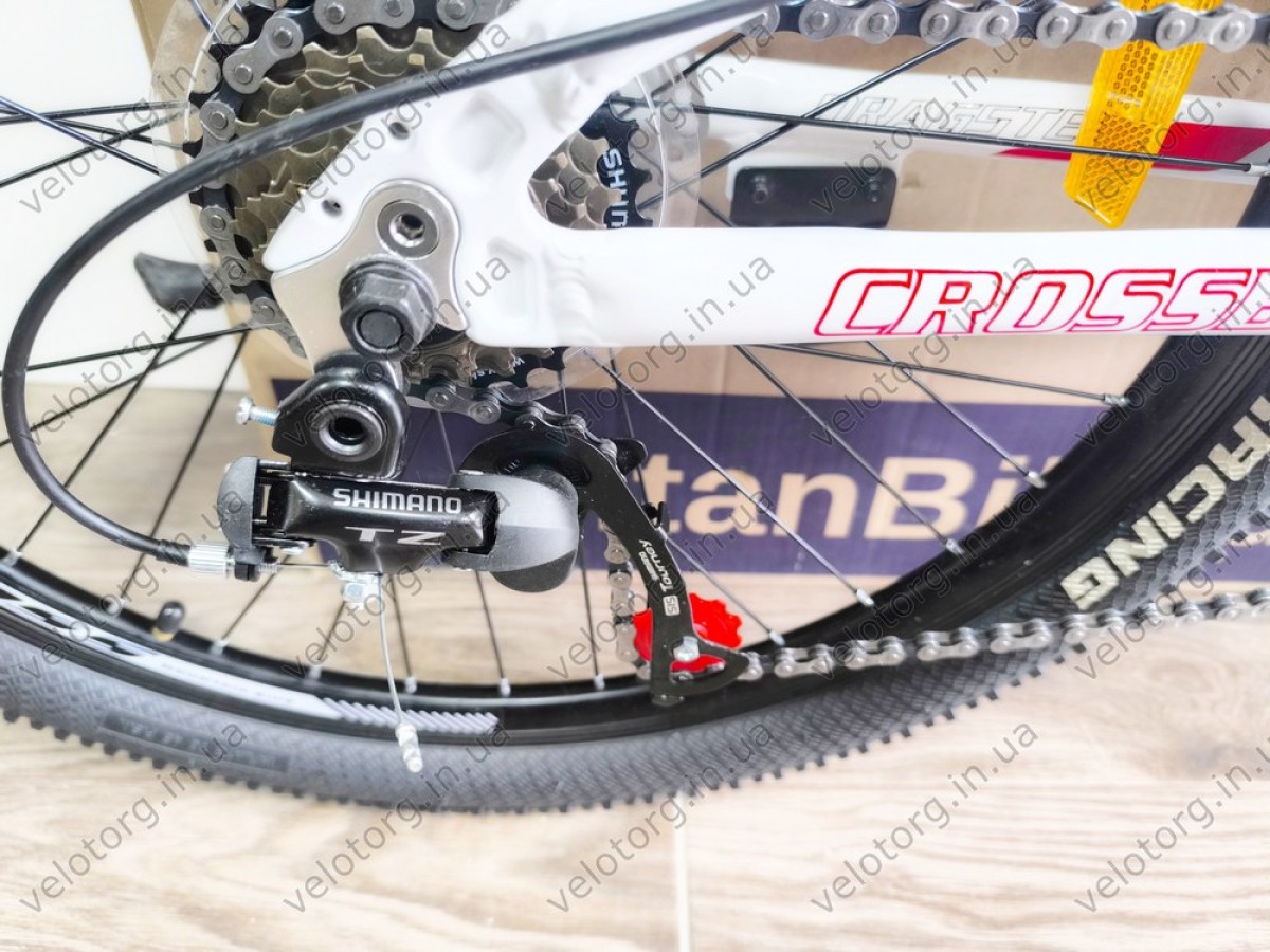 Велосипед CrossBike 24" Dragster Susp Рама 11" white-red – надійний гірський байк для підлітків