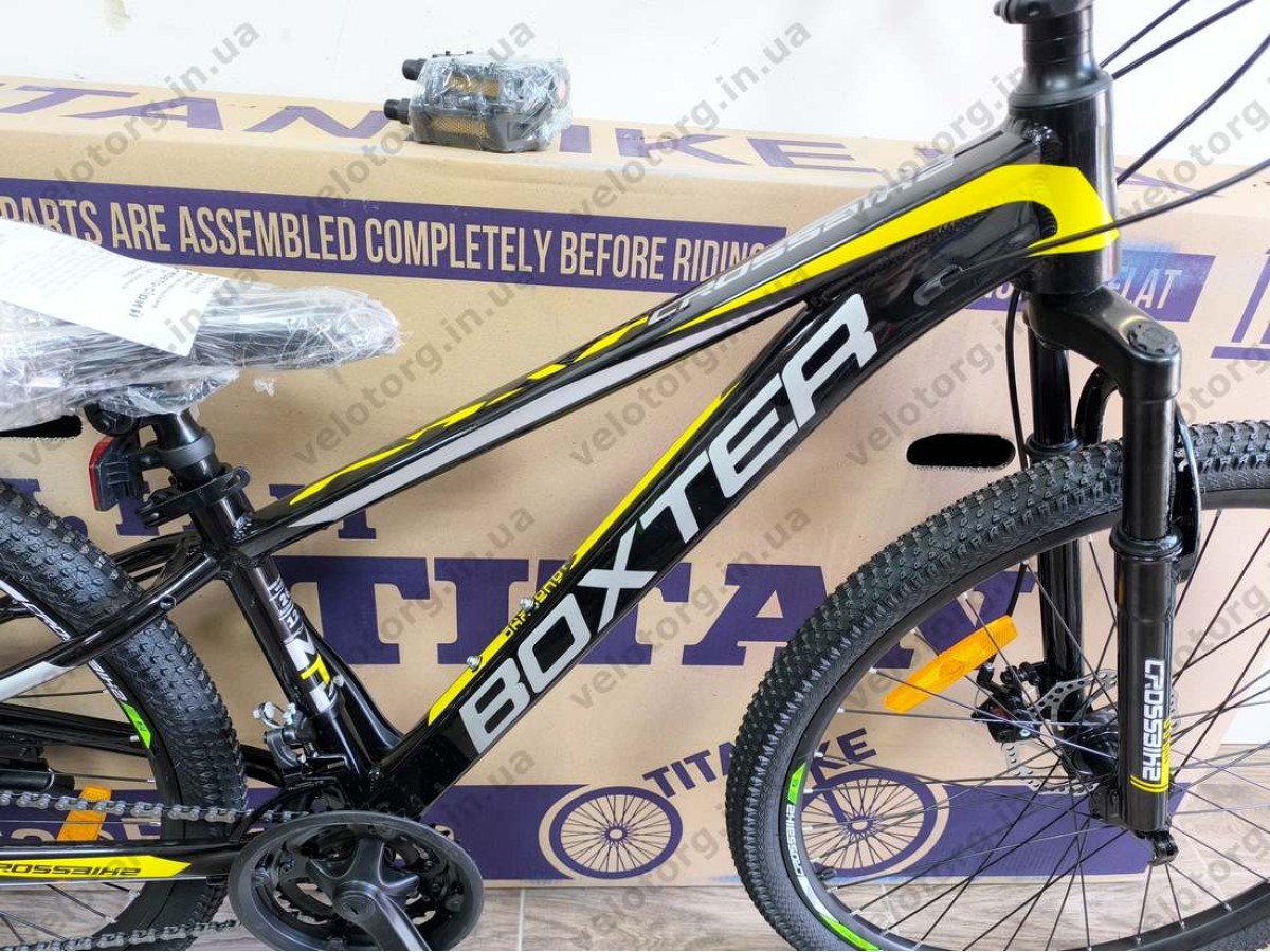 Велосипед CrossBike 26″ Boxter 2026 рама 12.5″ black-yellow-gray