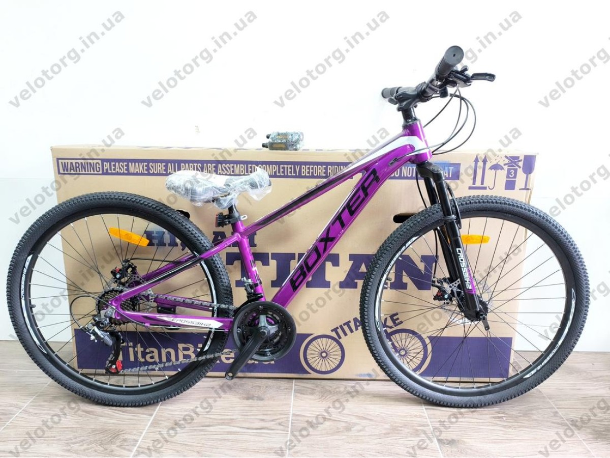 Велосипед CrossBike 26″ Boxter 2026 рама 12.5″ purple-black фіолетово-чорний