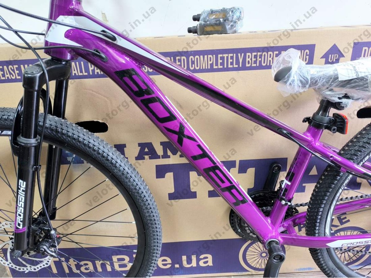 Велосипед CrossBike 26″ Boxter 2026 рама 12.5″ purple-black фіолетово-чорний