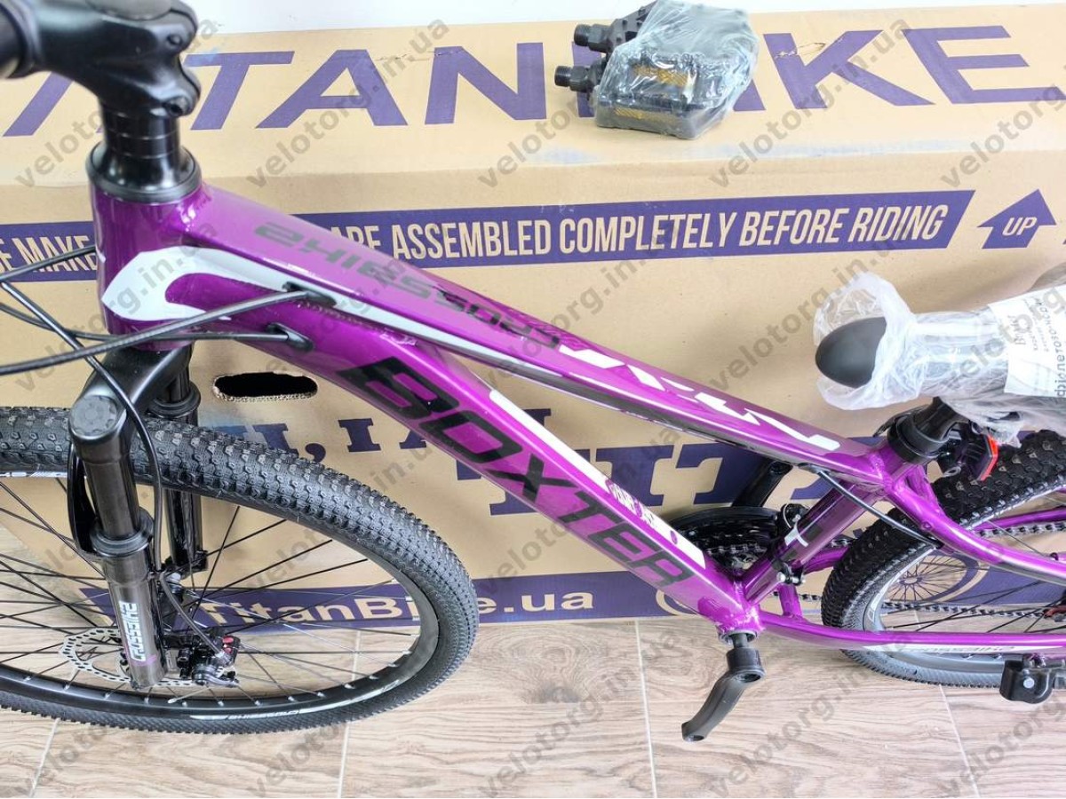 Велосипед CrossBike 26″ Boxter 2026 рама 12.5″ purple-black фіолетово-чорний