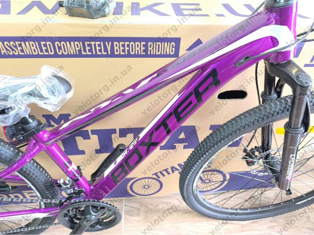 Велосипед CrossBike 26″ Boxter 2026 рама 12.5″ purple-black фіолетово-чорний