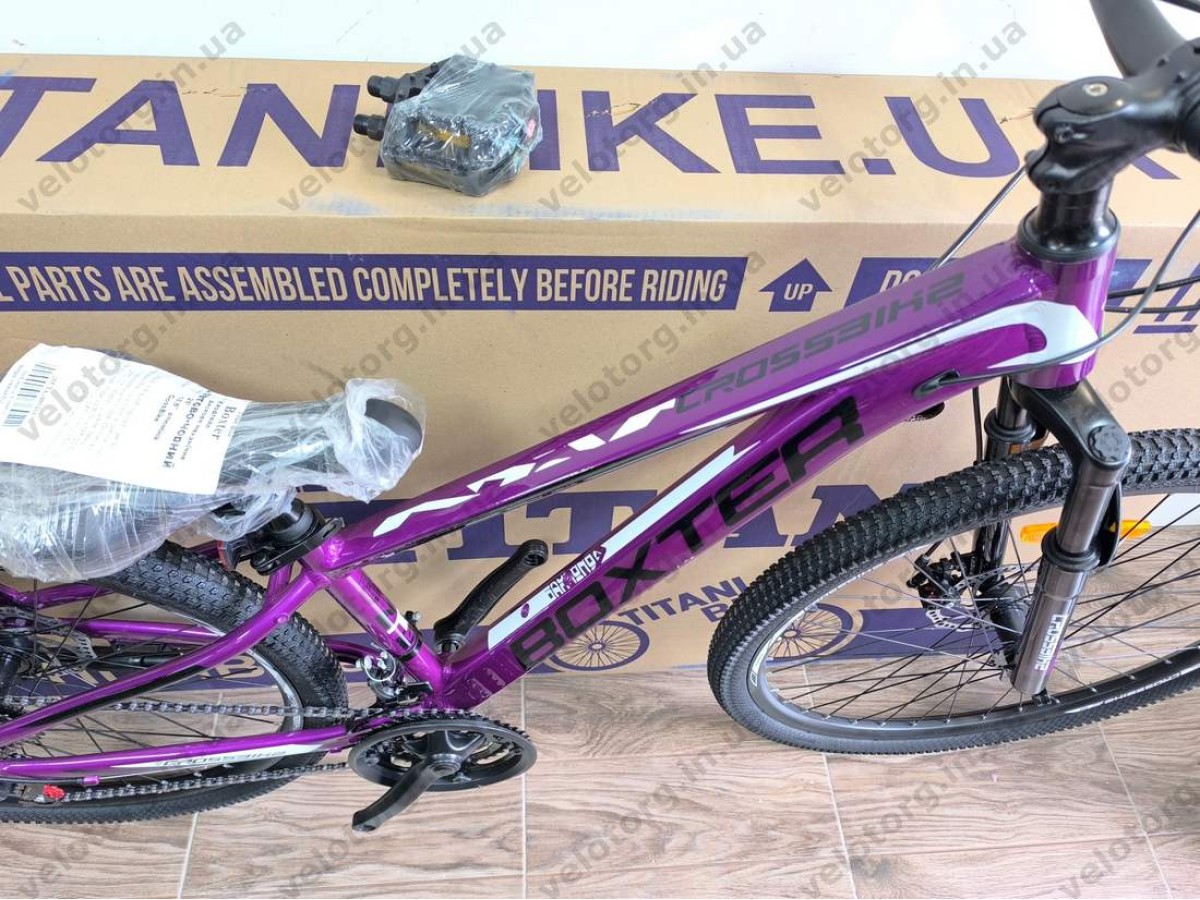 Велосипед CrossBike 26″ Boxter 2026 рама 12.5″ purple-black фіолетово-чорний