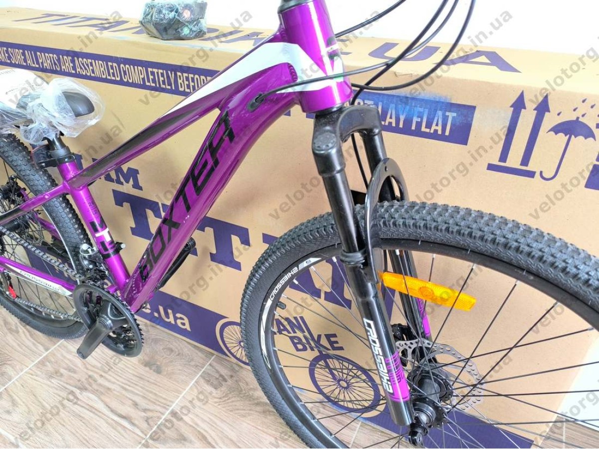Велосипед CrossBike 26″ Boxter 2026 рама 12.5″ purple-black фіолетово-чорний