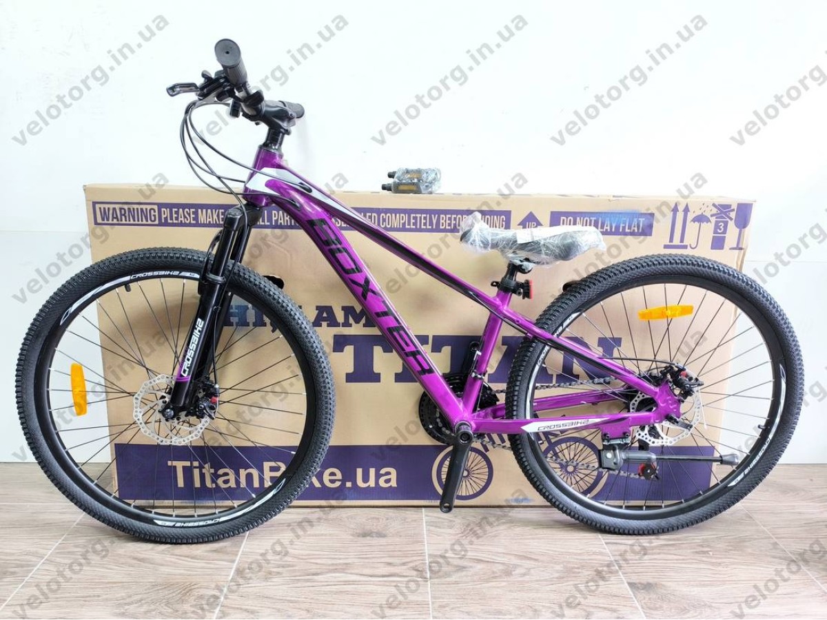 Велосипед CrossBike 26″ Boxter 2026 рама 12.5″ purple-black фіолетово-чорний