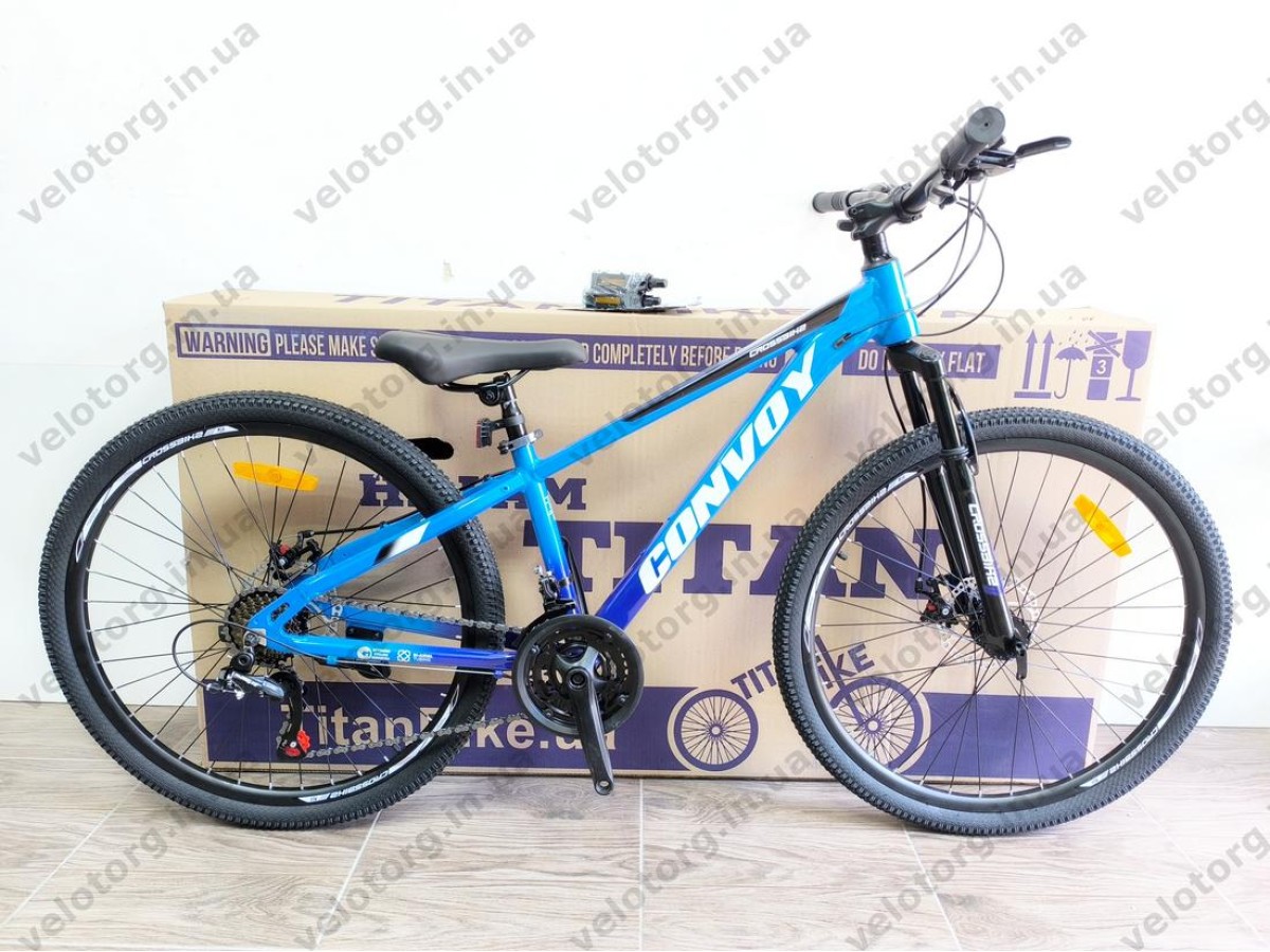 Велосипед CrossBike 26″ Convoy 2026 рама 13″ blue-black - алюмінієвий
