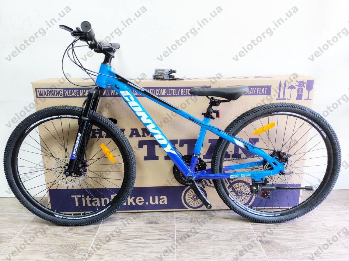 Велосипед CrossBike 26″ Convoy 2026 рама 13″ blue-black - алюмінієвий