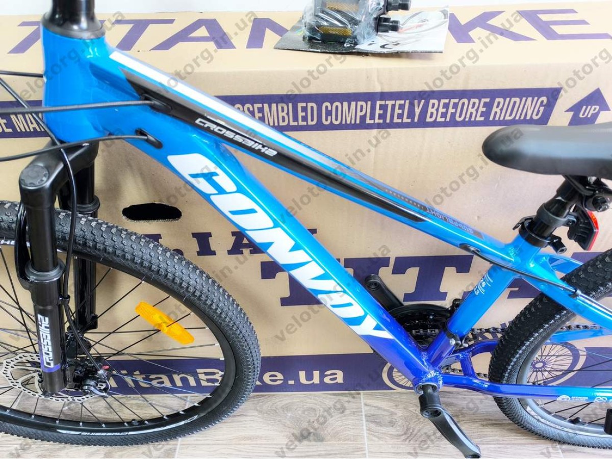 Велосипед CrossBike 26″ Convoy 2026 рама 13″ blue-black - алюмінієвий