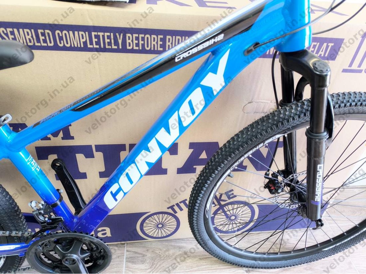 Велосипед CrossBike 26″ Convoy 2026 рама 13″ blue-black - алюмінієвий