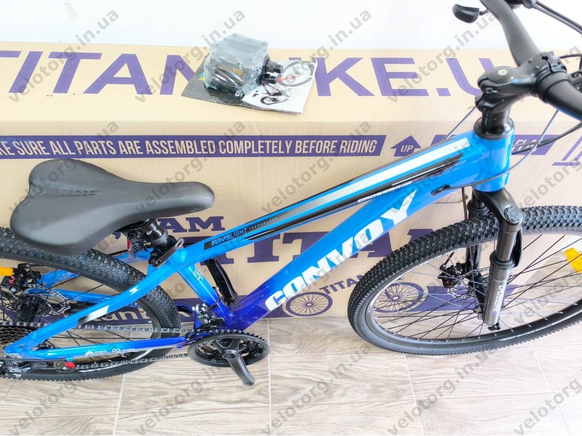 Велосипед CrossBike 26″ Convoy 2026 рама 13″ blue-black - алюмінієвий