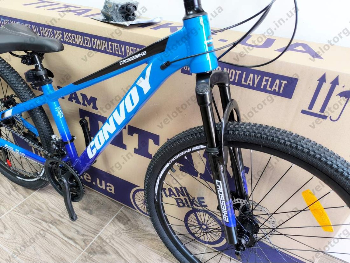 Велосипед CrossBike 26″ Convoy 2026 рама 13″ blue-black - алюмінієвий