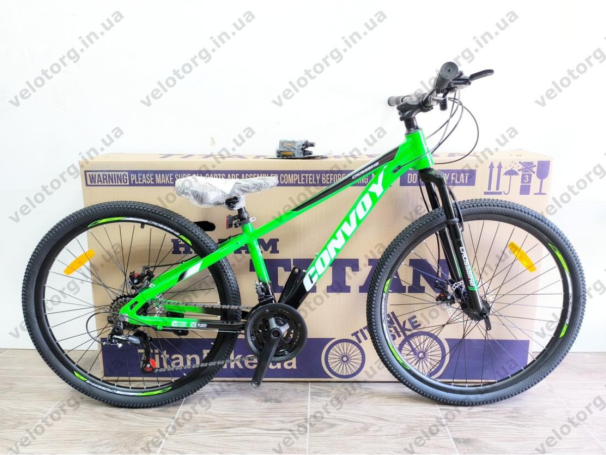 Велосипед CrossBike 26″ Convoy 2026 рама 13″ green-black - алюмінієвий
