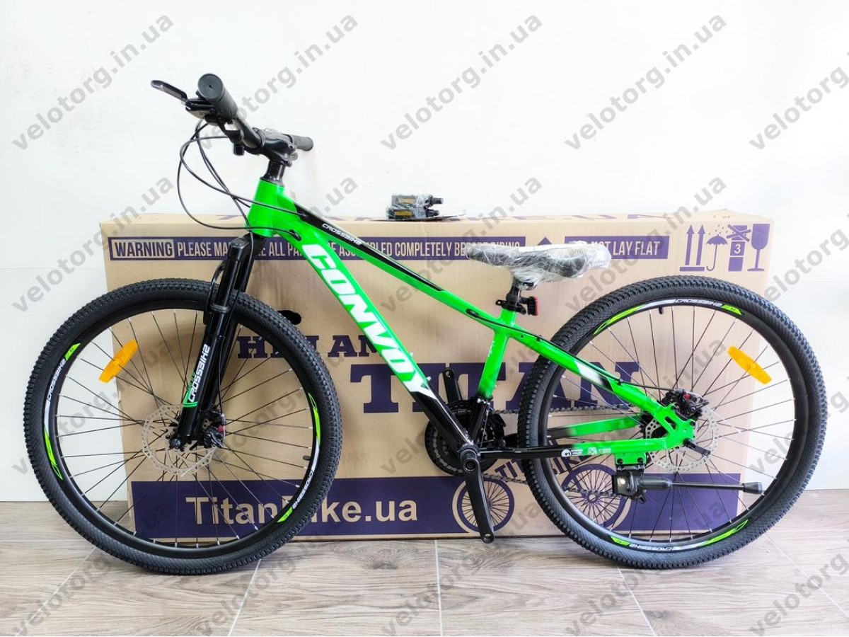 Велосипед CrossBike 26″ Convoy 2026 рама 13″ green-black - алюмінієвий