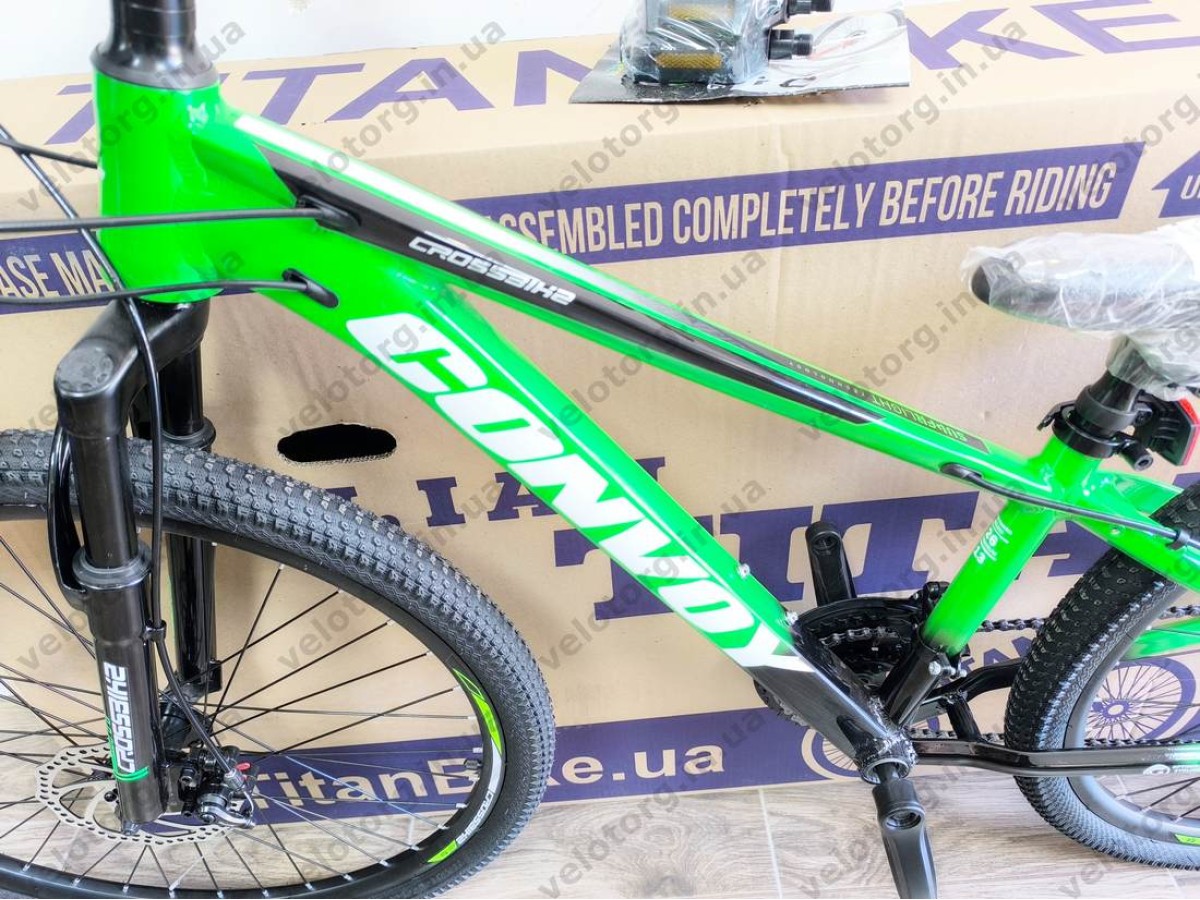 Велосипед CrossBike 26″ Convoy 2026 рама 13″ green-black - алюмінієвий