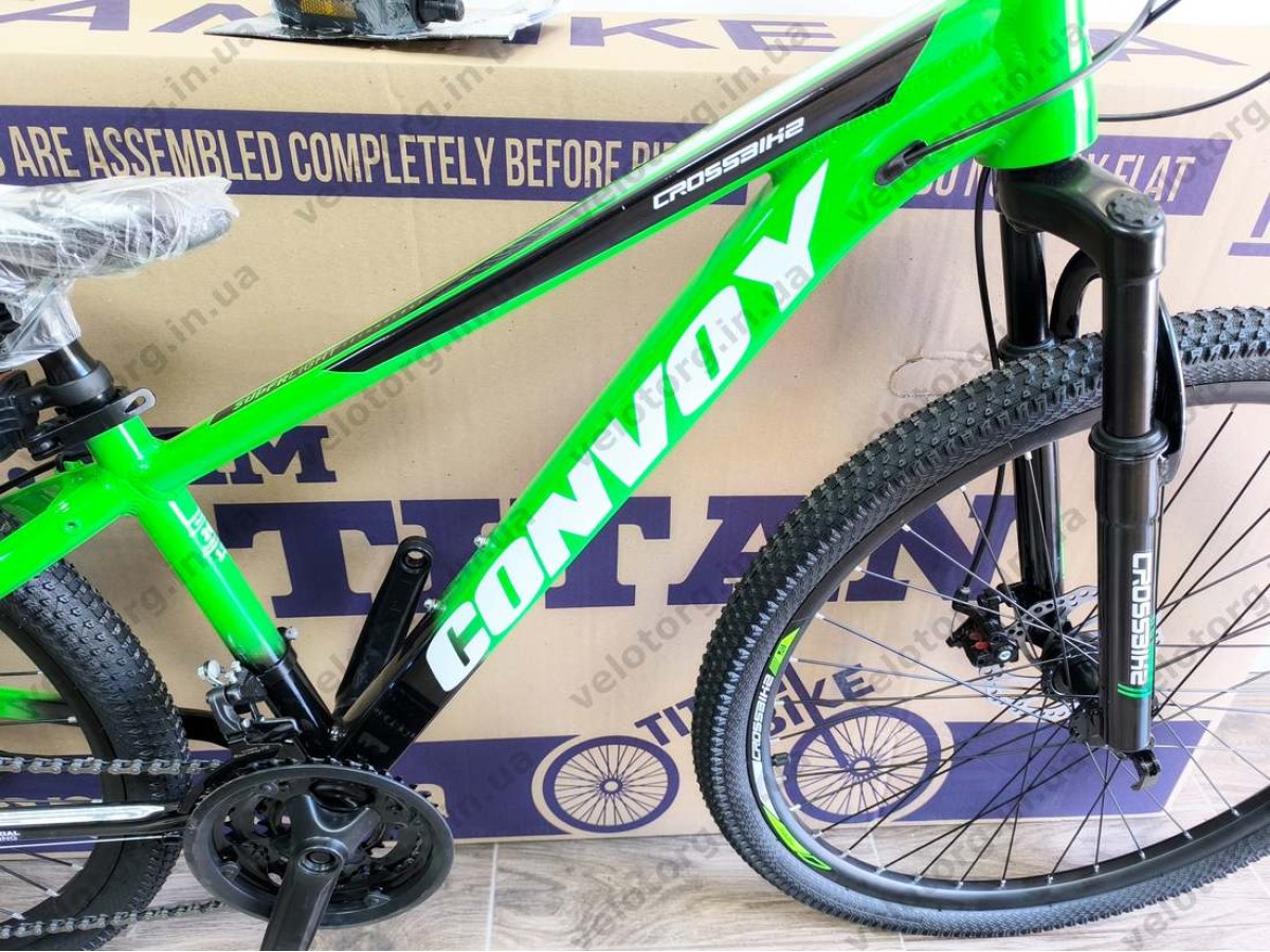 Велосипед CrossBike 26″ Convoy 2026 рама 13″ green-black - алюмінієвий