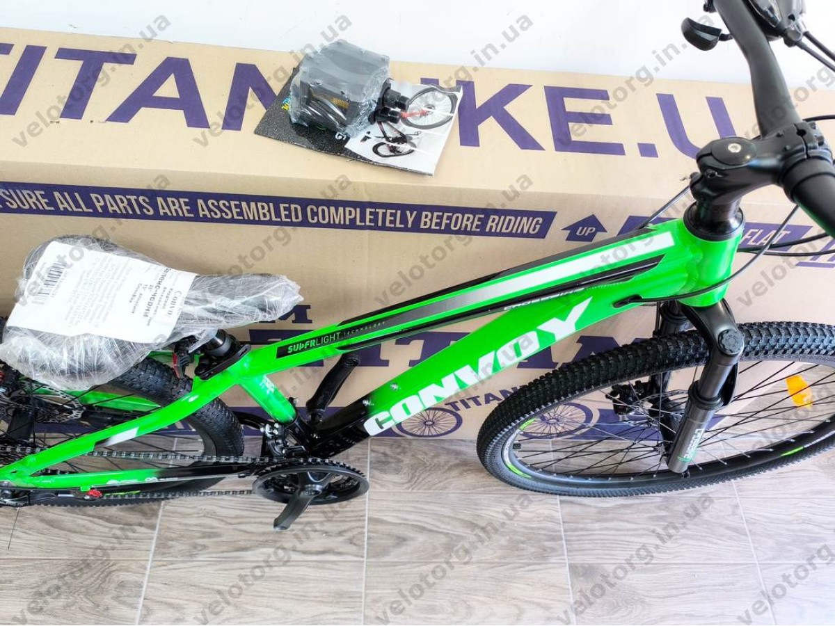 Велосипед CrossBike 26″ Convoy 2026 рама 13″ green-black - алюмінієвий