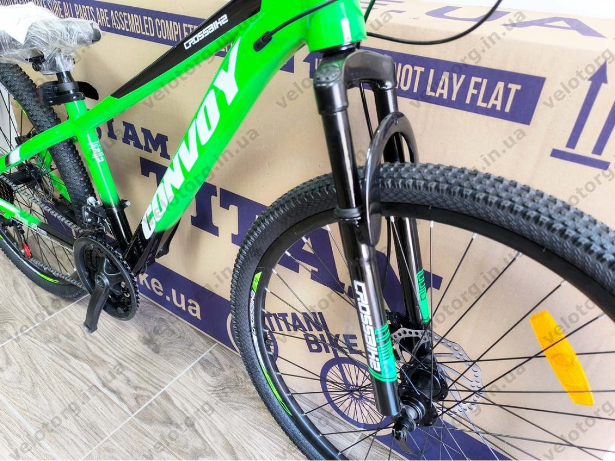 Велосипед CrossBike 26″ Convoy 2026 рама 13″ green-black - алюмінієвий