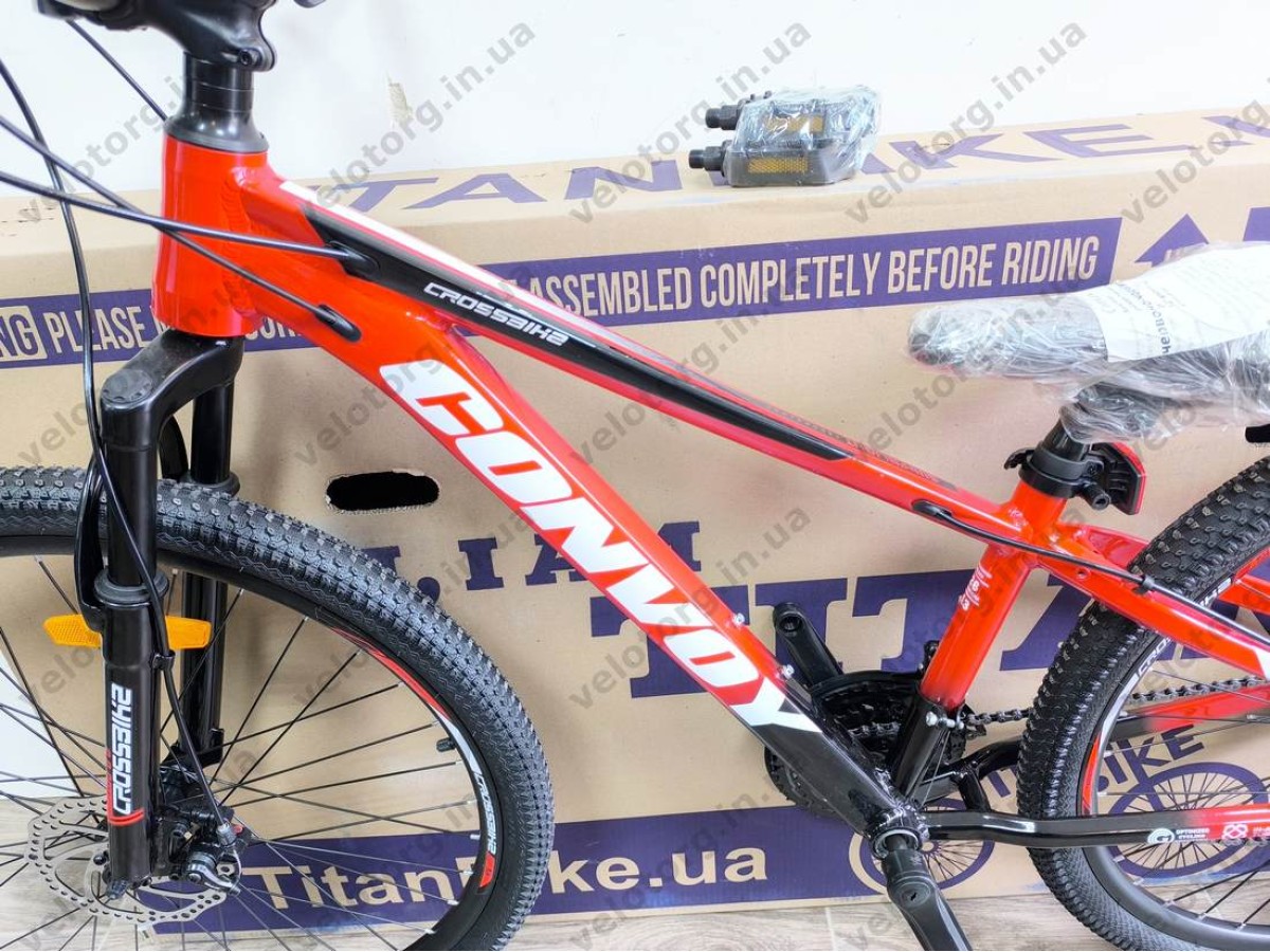 Велосипед CrossBike 26″ Convoy 2026 рама 13″ red-black - алюмінієвий