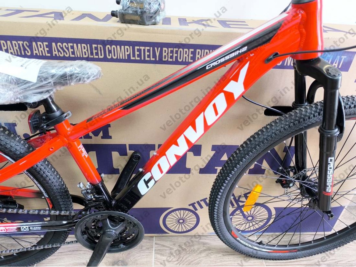 Велосипед CrossBike 26″ Convoy 2026 рама 13″ red-black - алюмінієвий