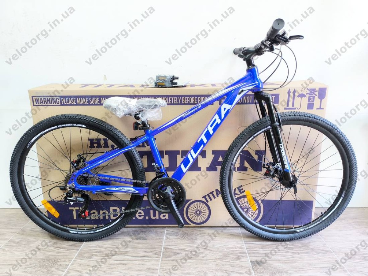 Велосипед CrossBike 26" Ultra 2026 Рама 13" blue-white алюмінієвий