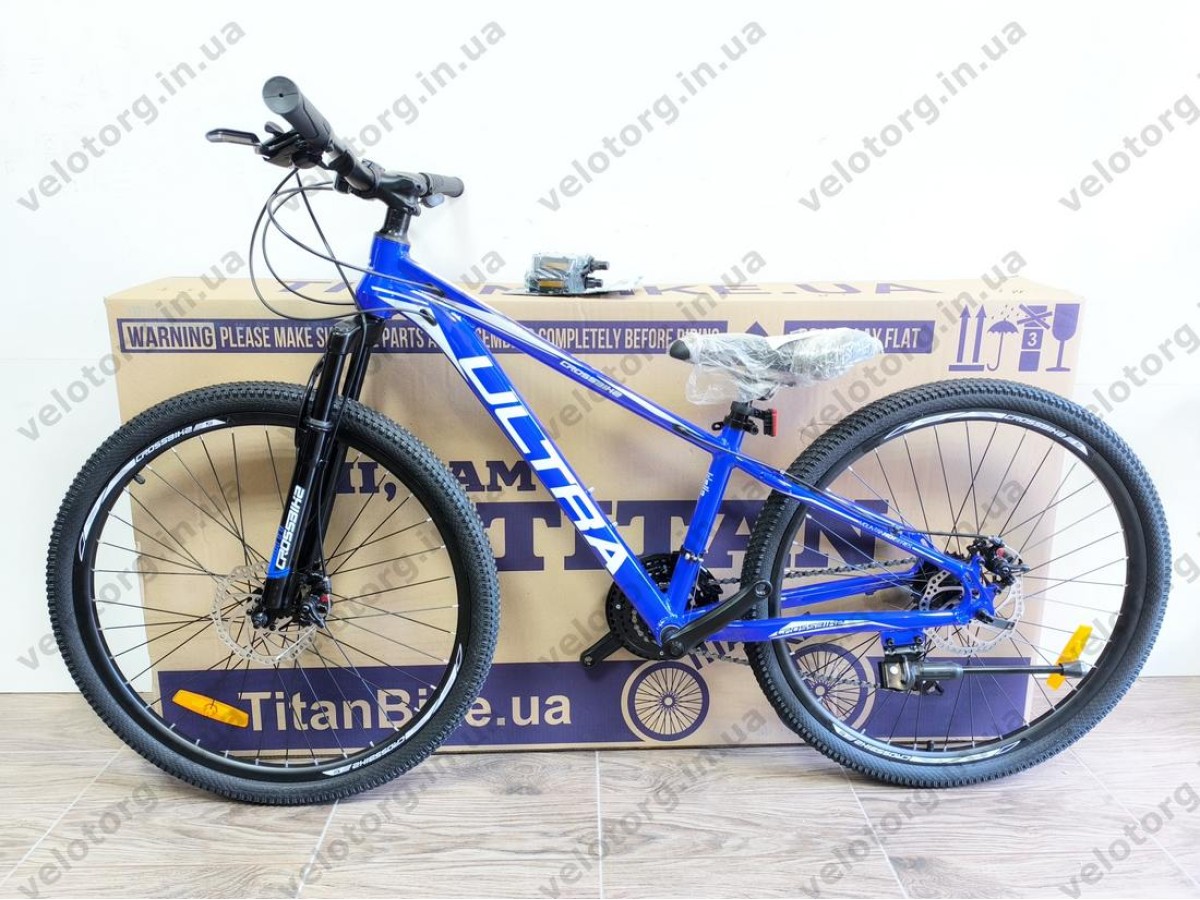 Велосипед CrossBike 26" Ultra 2026 Рама 13" blue-white алюмінієвий