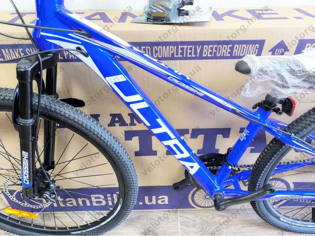 Велосипед CrossBike 26" Ultra 2026 Рама 13" blue-white алюмінієвий