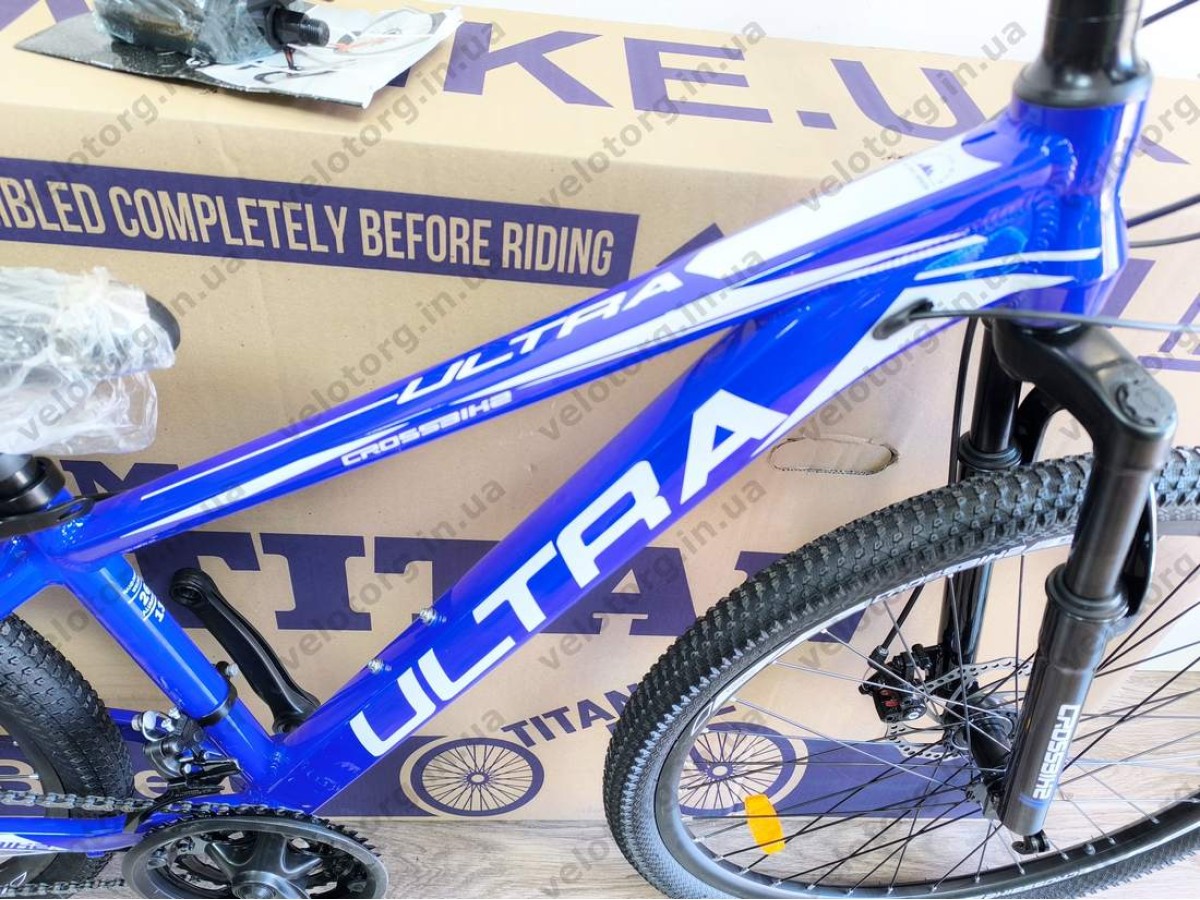 Велосипед CrossBike 26" Ultra 2026 Рама 13" blue-white алюмінієвий