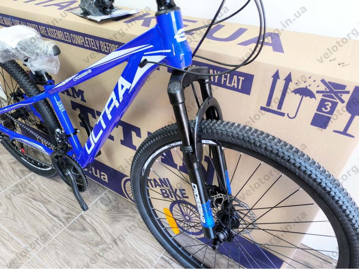 Велосипед CrossBike 26" Ultra 2026 Рама 13" blue-white алюмінієвий