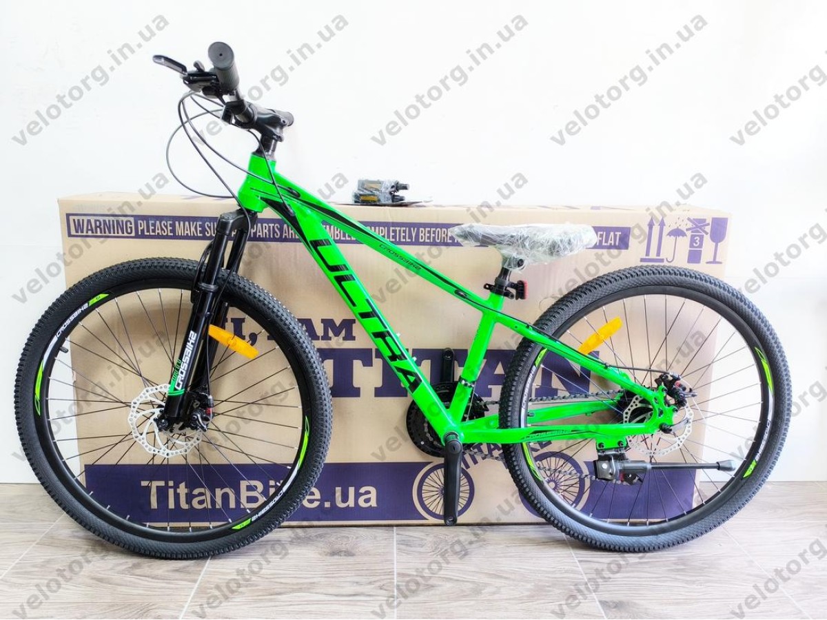 Велосипед CrossBike 26" Ultra 2026 Рама 13" green-black алюмінієвий