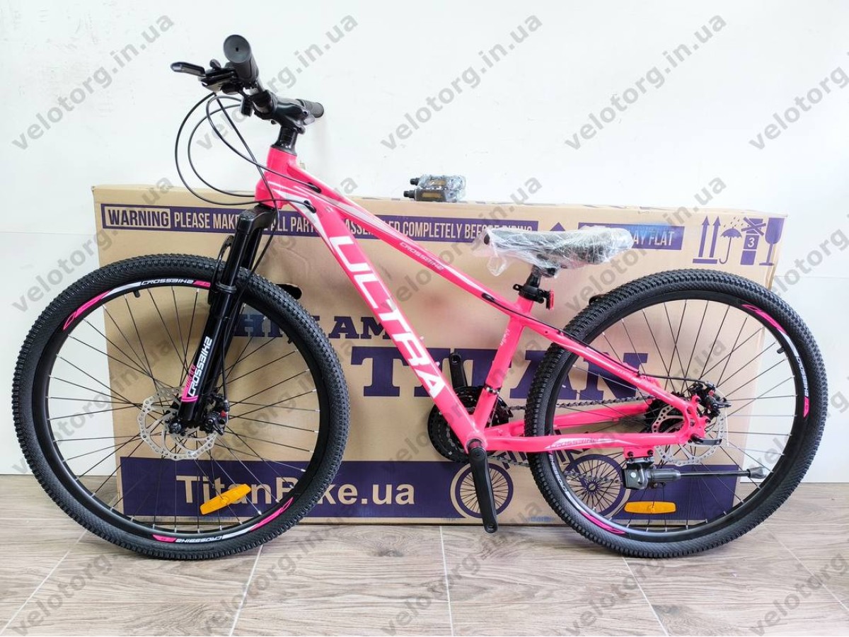 Велосипед CrossBike 26" Ultra 2026 Рама 13" pink-white алюмінієвий
