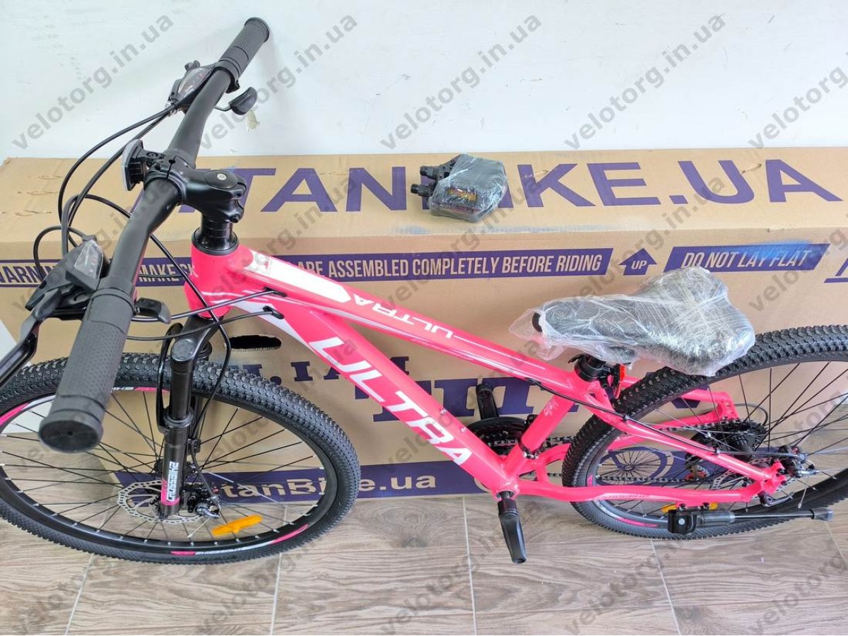 Велосипед CrossBike 26" Ultra 2026 Рама 13" pink-white алюмінієвий