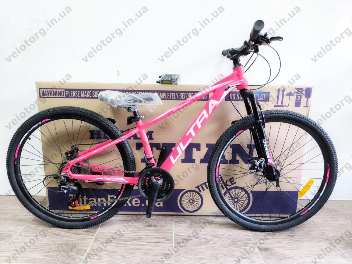 Велосипед CrossBike 26" Ultra 2026 Рама 13" pink-white алюмінієвий