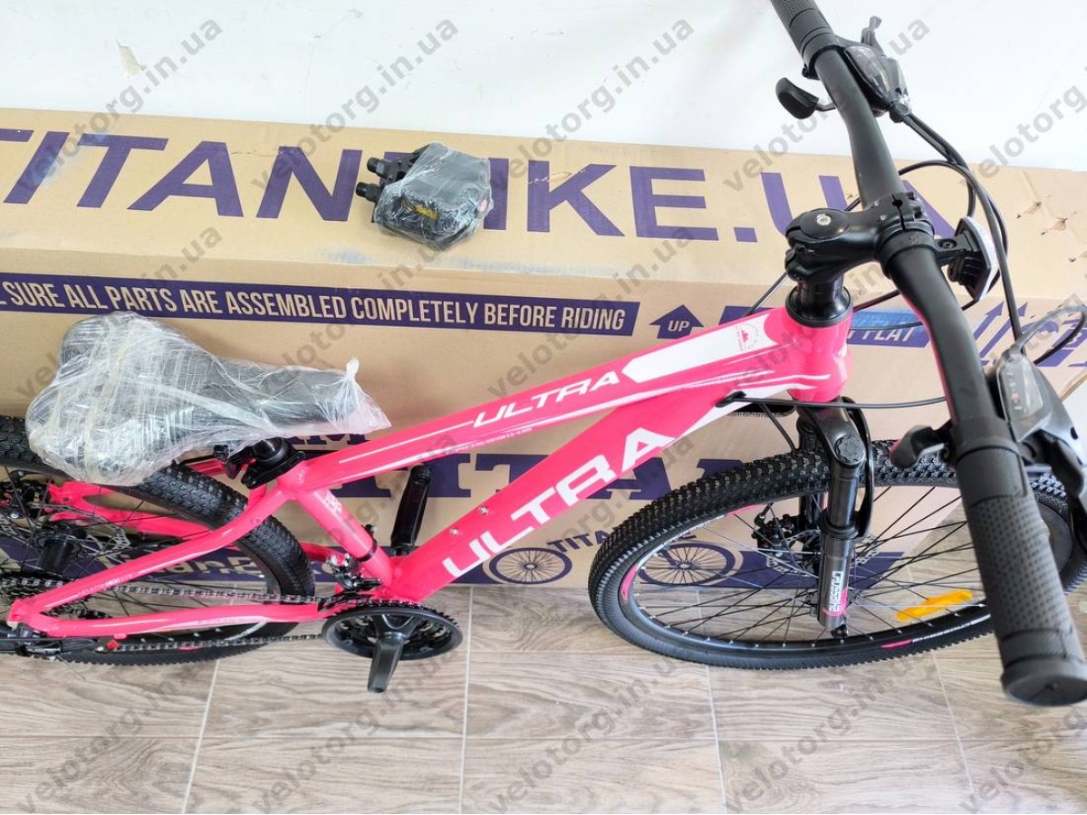 Велосипед CrossBike 26" Ultra 2026 Рама 13" pink-white алюмінієвий