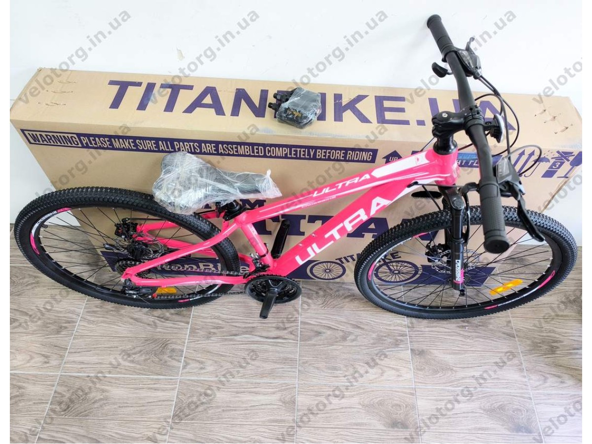 Велосипед CrossBike 26" Ultra 2026 Рама 13" pink-white алюмінієвий