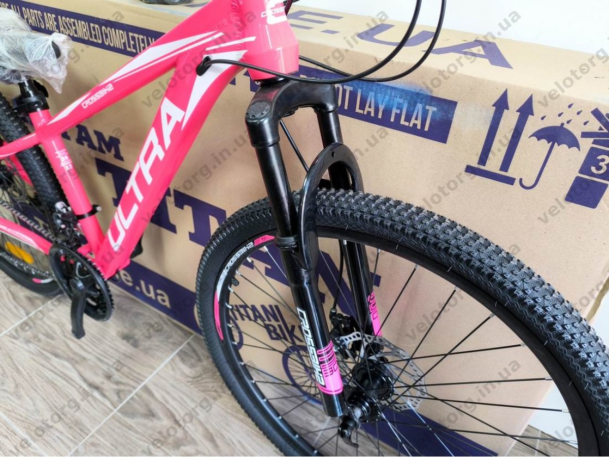 Велосипед CrossBike 26" Ultra 2026 Рама 13" pink-white алюмінієвий