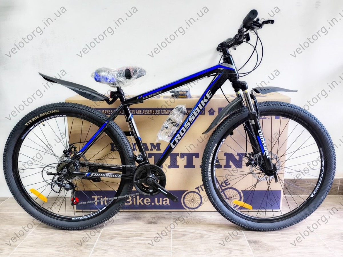 Велосипед CrossBike Everest 29" Рама 19" black-blue чорно-синій
