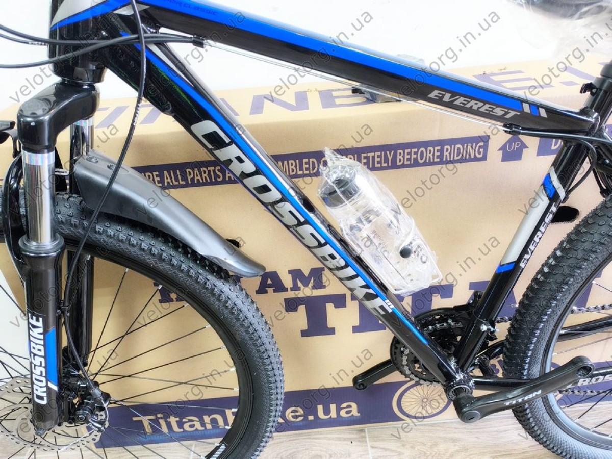 Велосипед CrossBike Everest 29" Рама 19" black-blue чорно-синій
