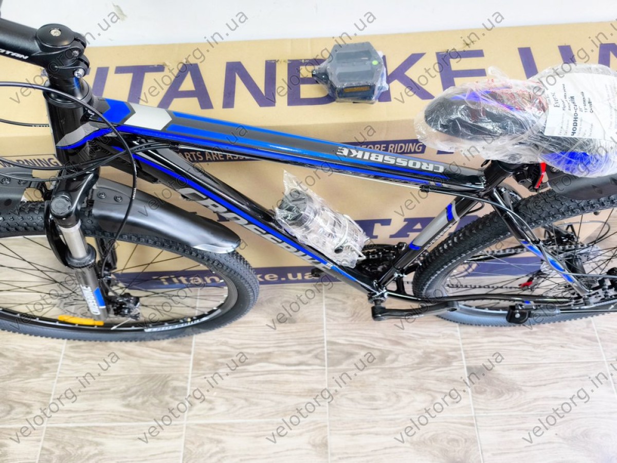 Велосипед CrossBike Everest 29" Рама 19" black-blue чорно-синій