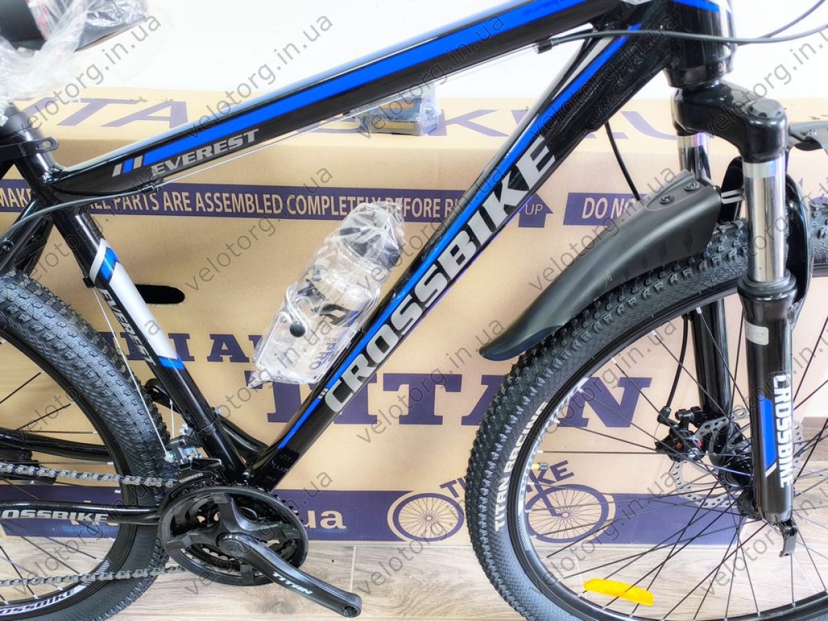 Велосипед CrossBike Everest 29" Рама 19" black-blue чорно-синій