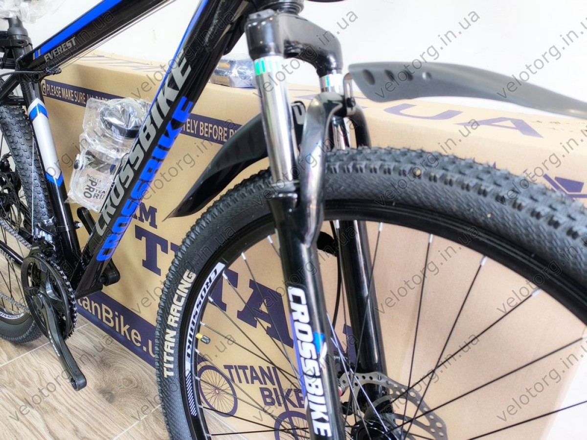 Велосипед CrossBike Everest 29" Рама 19" black-blue чорно-синій