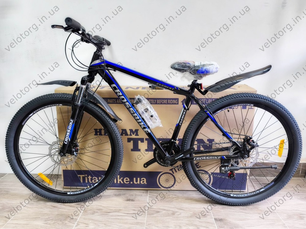 Велосипед CrossBike Everest 29" Рама 19" black-blue чорно-синій