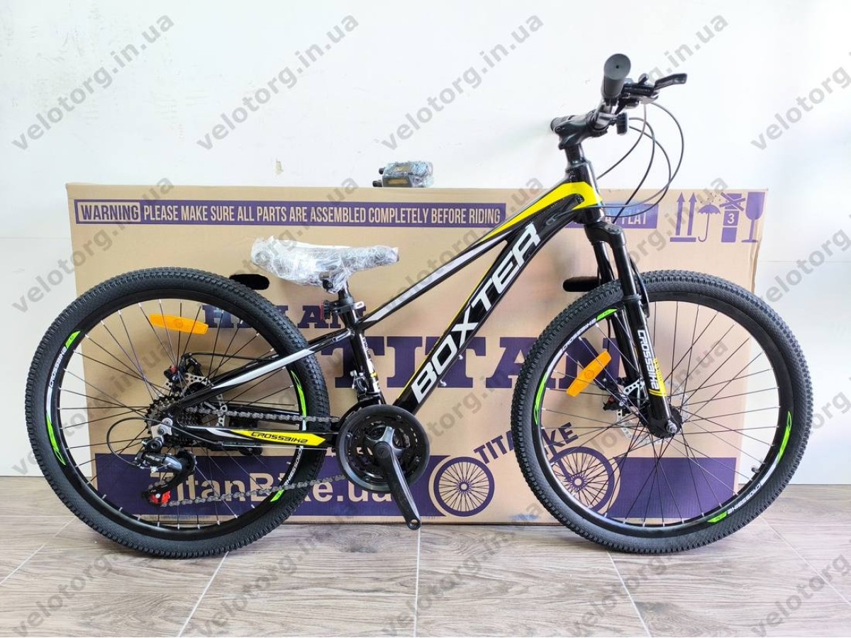 Велосипед Crossbike 24" Boxter 2026 Рама 11" black-yellow-gray