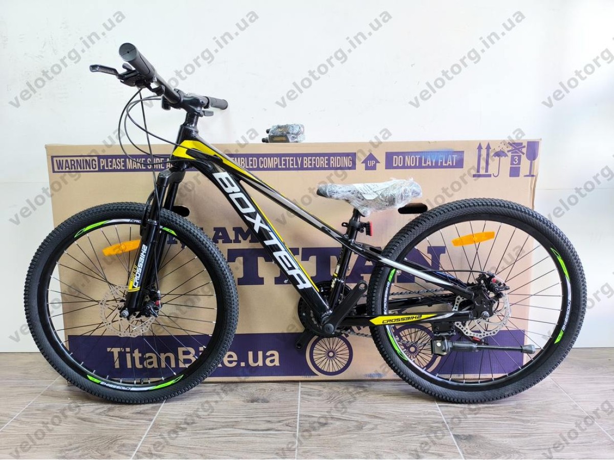 Велосипед Crossbike 24" Boxter 2026 Рама 11" black-yellow-gray