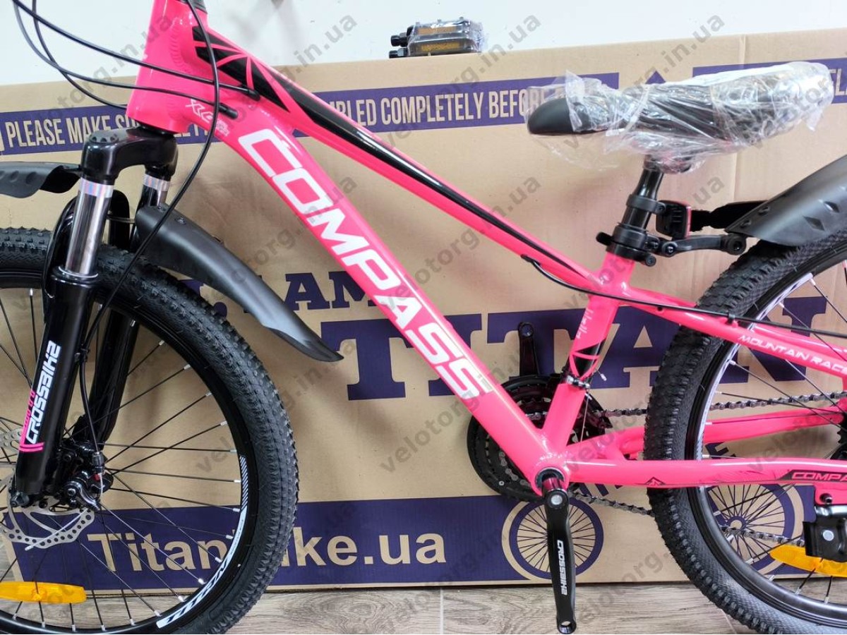 Велосипед Crossbike 24″ Compass рама 11″ pink-black