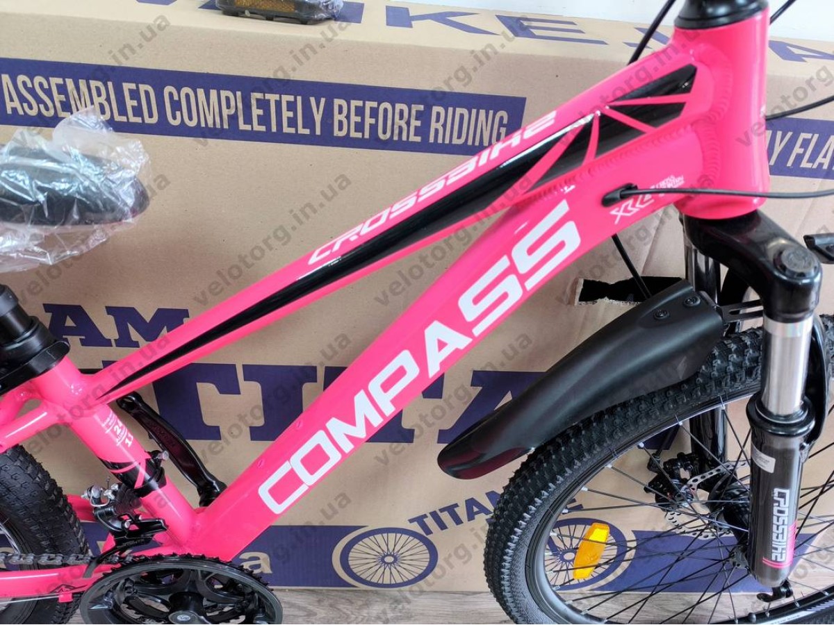 Велосипед Crossbike 24″ Compass рама 11″ pink-black